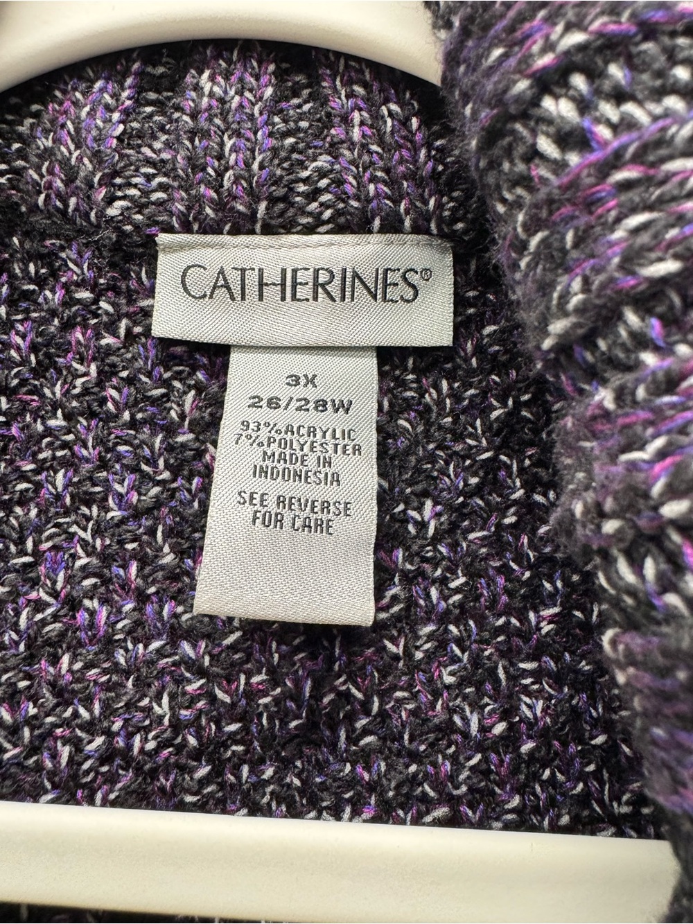 Catherines Purple Asymmetrical Zip-Front Shawl Collar Cardigan - Picture 3 of 3